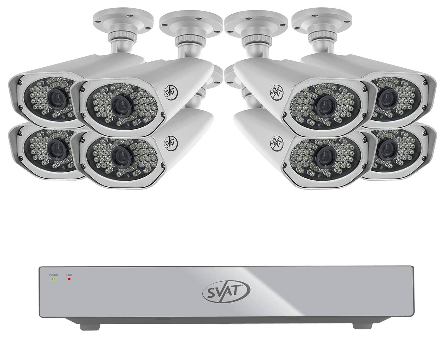 Front Zoom. SVAT Electronics - Pro 8-Channel, 8-Camera Indoor/Outdoor High-Definition DVR Surveillance System - Silver.