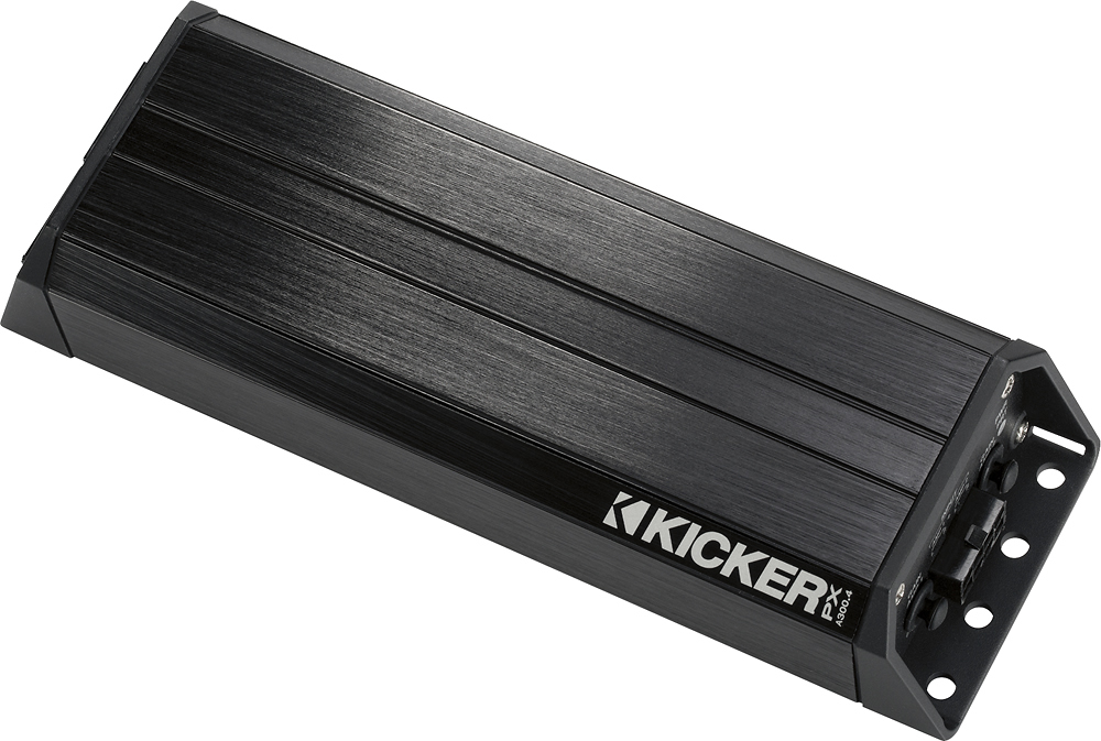 Left View: KICKER - PXA-Series 200W Class AB Mono Amplifier with Selectable Low-Pass Crossover - Black