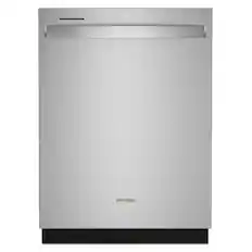 Front. Whirlpool - 24 inch Top Control Built-in Stainless Steel Tub Dishwasher with 3rd Rack, Water Repellent Silverware Basket, 41 dBA - Fingerprint Resistant Stainless Steel.