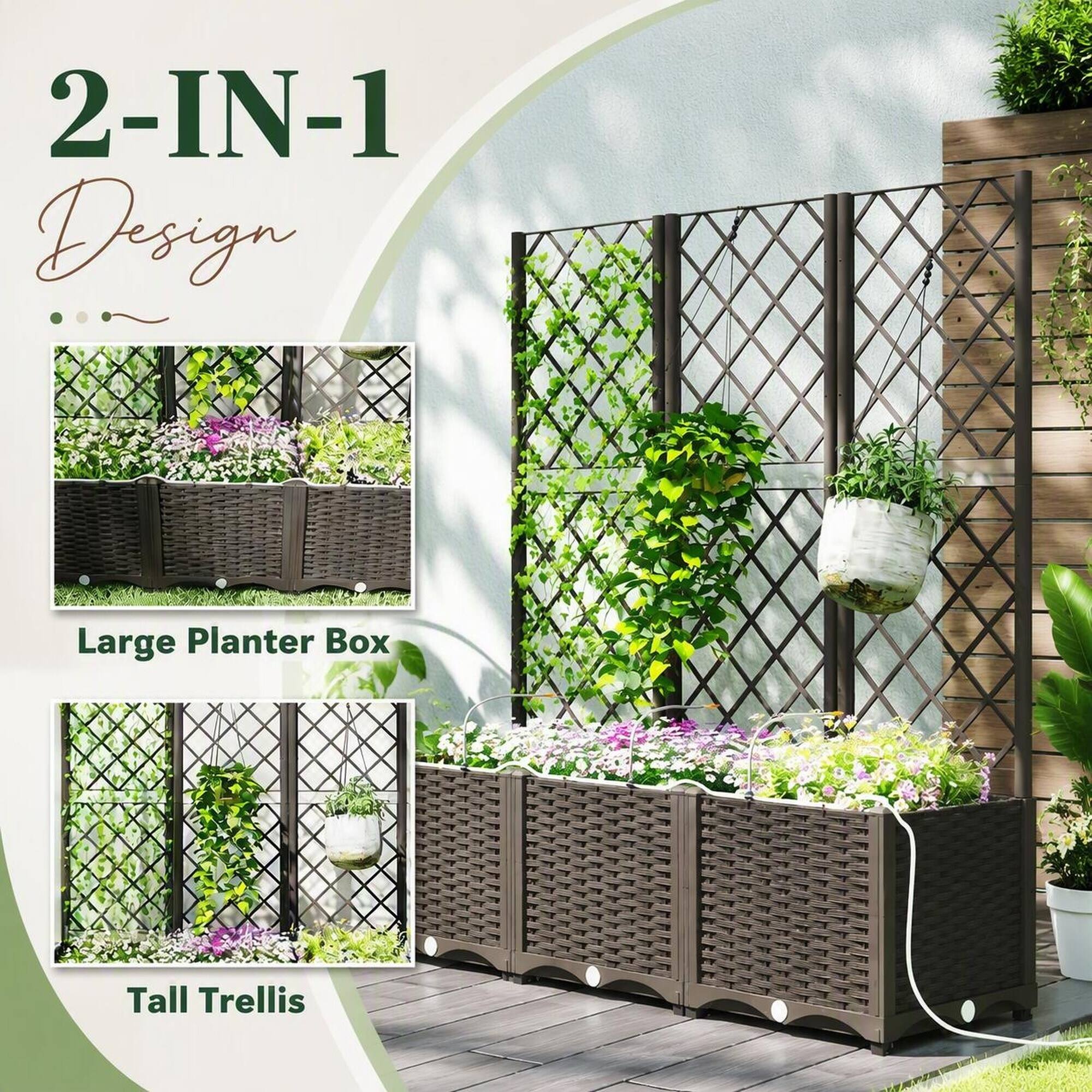2-IN-1 Design

Large Planter Box

Tall Trellis
