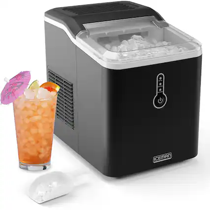 Front. Chefman - Compact Nugget Ice Maker Machine, 26 lb in 24 Hours, Ice in 6 Minutes - Black.