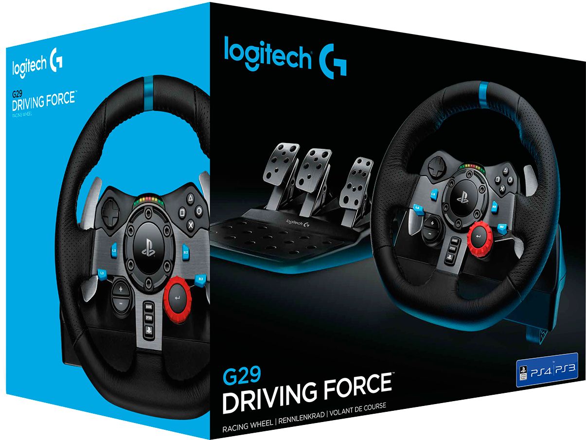 Påhængsmotor Dum skylle Logitech G29 Driving Force Racing Wheel and Floor Pedals for PS5, PS4, PC,  Mac Black 941-000110 - Best Buy