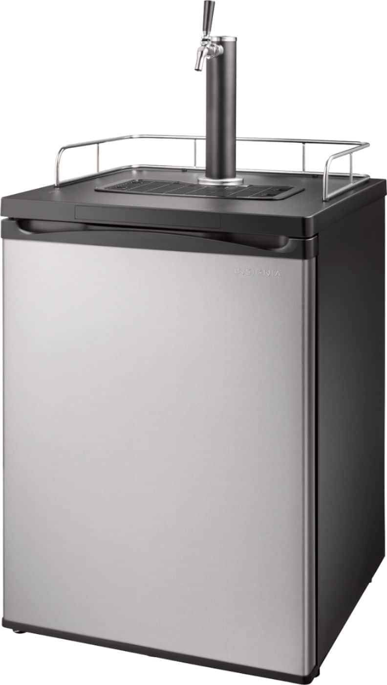 Insignia™ - 5.6 Cu. Ft. 1-Tap Beverage Cooler Kegerator - Stainless Steel - Front_Zoom