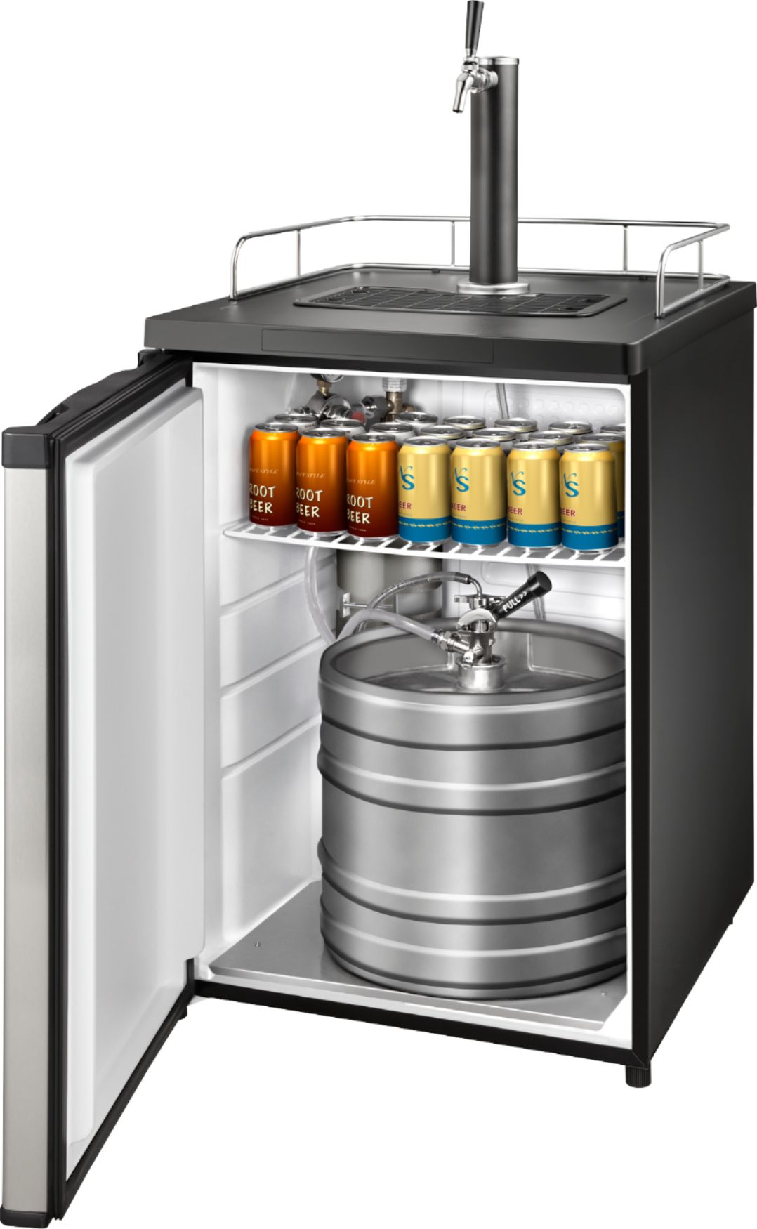 Stainless steel Ft Insignia- 5.6 Cu 1-Tap Beverage Cooler Kegerator 