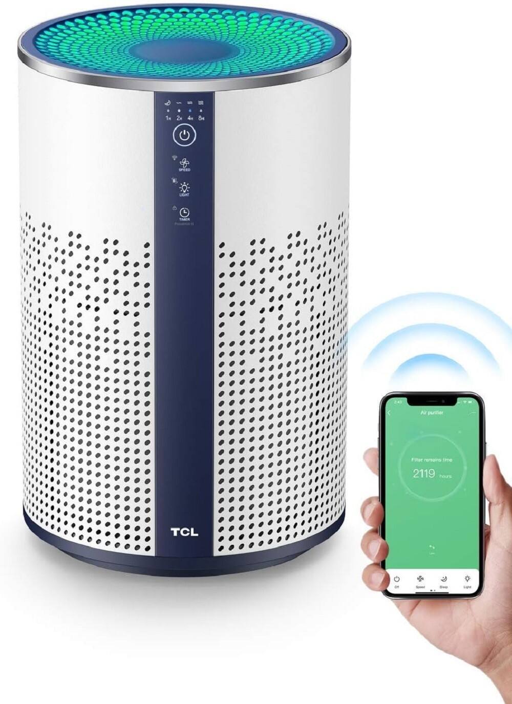 TCL - Breeva A1 Air Purifier, Smart Wi-Fi, Alexa and Google Ready True H13 HEPA Air Filter (A1W15W) - White