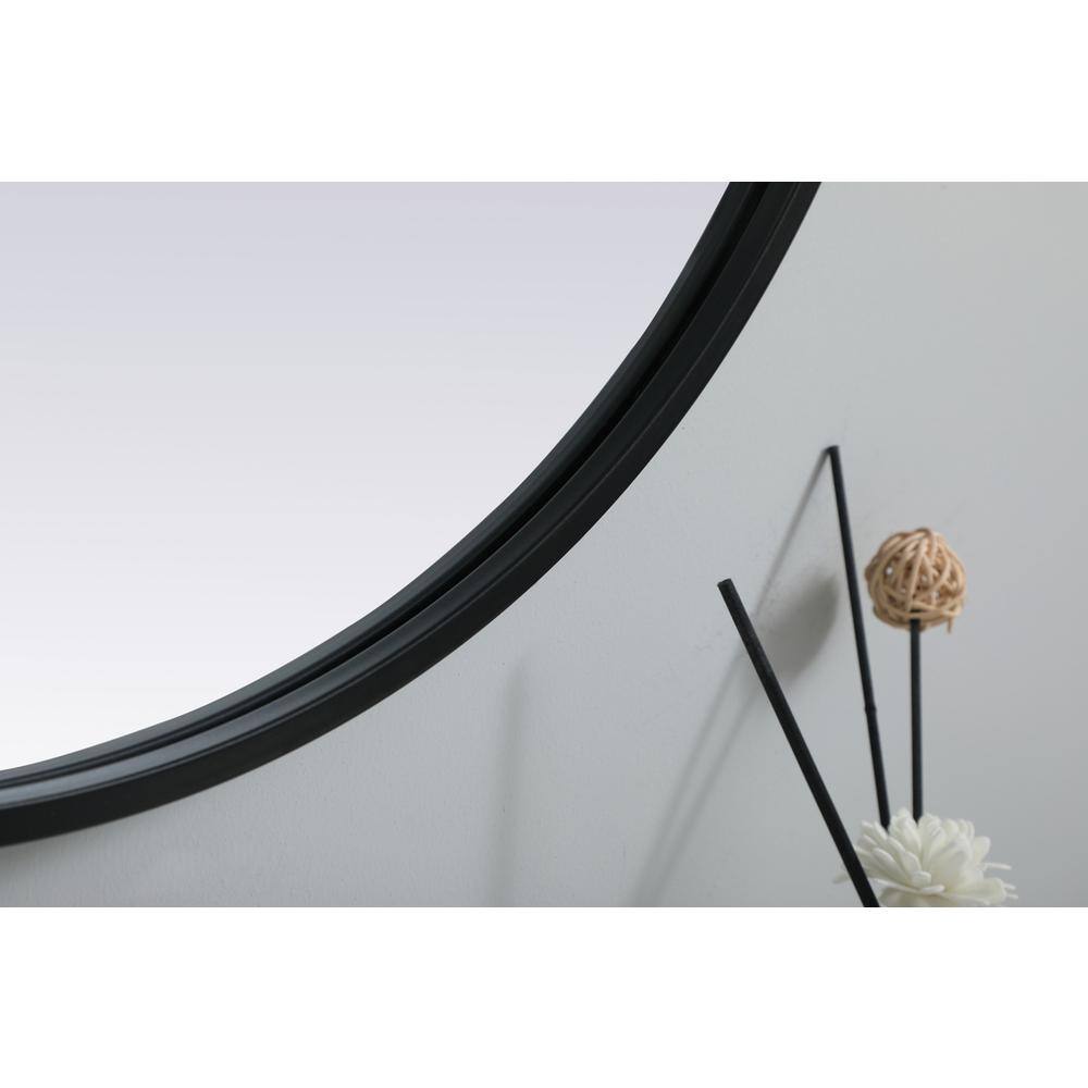 Alt View 2. Elegant Decor - Metal Frame Oval Mirror 24x30 Inch in Black - Black.