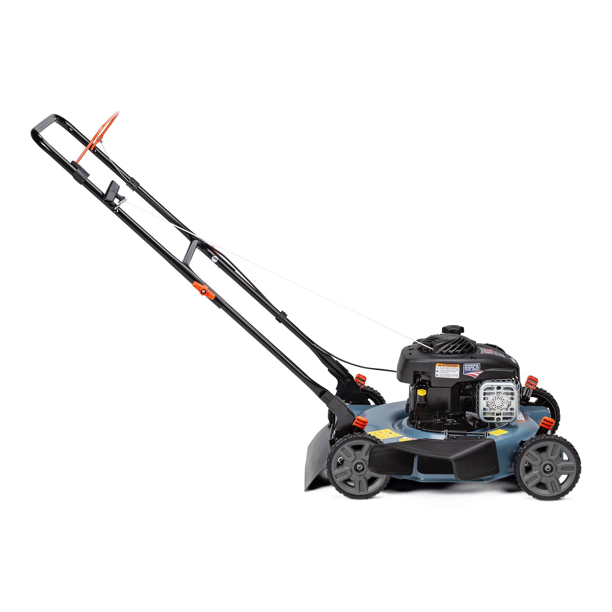 Alt View 8. SENIX - 20" 125cc 4-Cycle Briggs & Stratton Engine Gas Push Lawn Mower with Side Discharge - Blue.