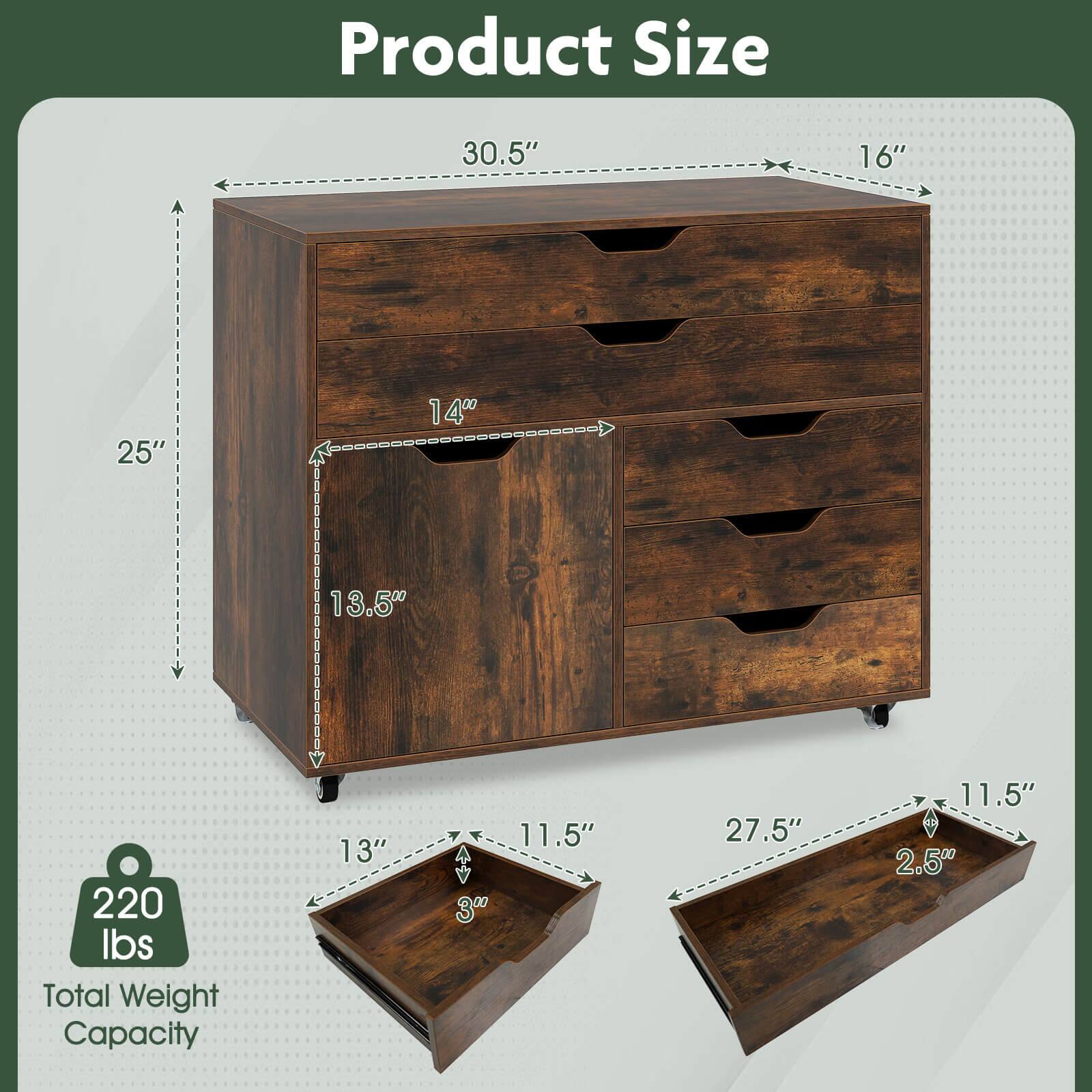 Product Size  
30.5" x 16" x 25"  
14" x 13.5"  
13" x 11.5" x 3"  
27.5" x 11.5" x 2.5"  

Total Weight Capacity: 220 lbs