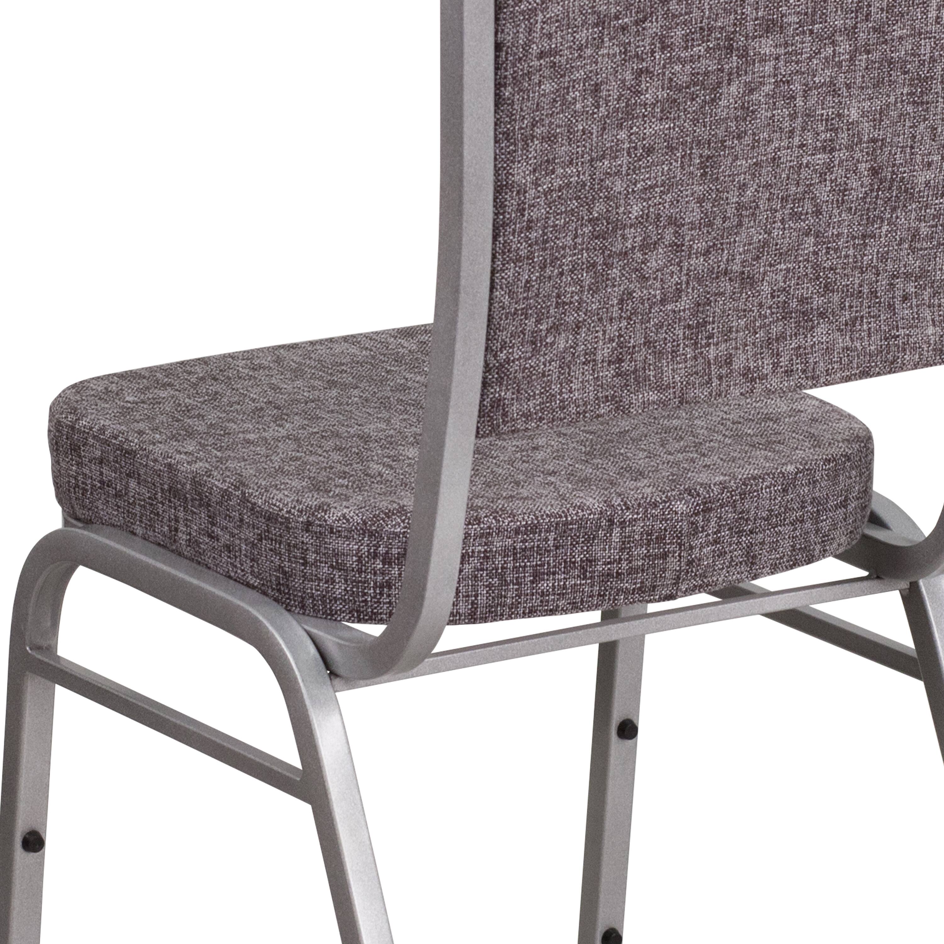 Alt View 9. Emma + Oliver - Crown Back Stacking Banquet Dining Chair - Herringbone Fabric/Silver Frame.