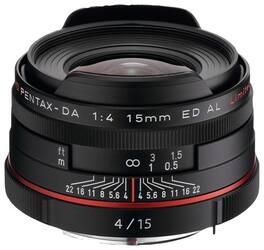 HD Da 15mm f/4 Ed Al Limited Wide-Angle Lens for PENTAX K-Mount Cameras - Black