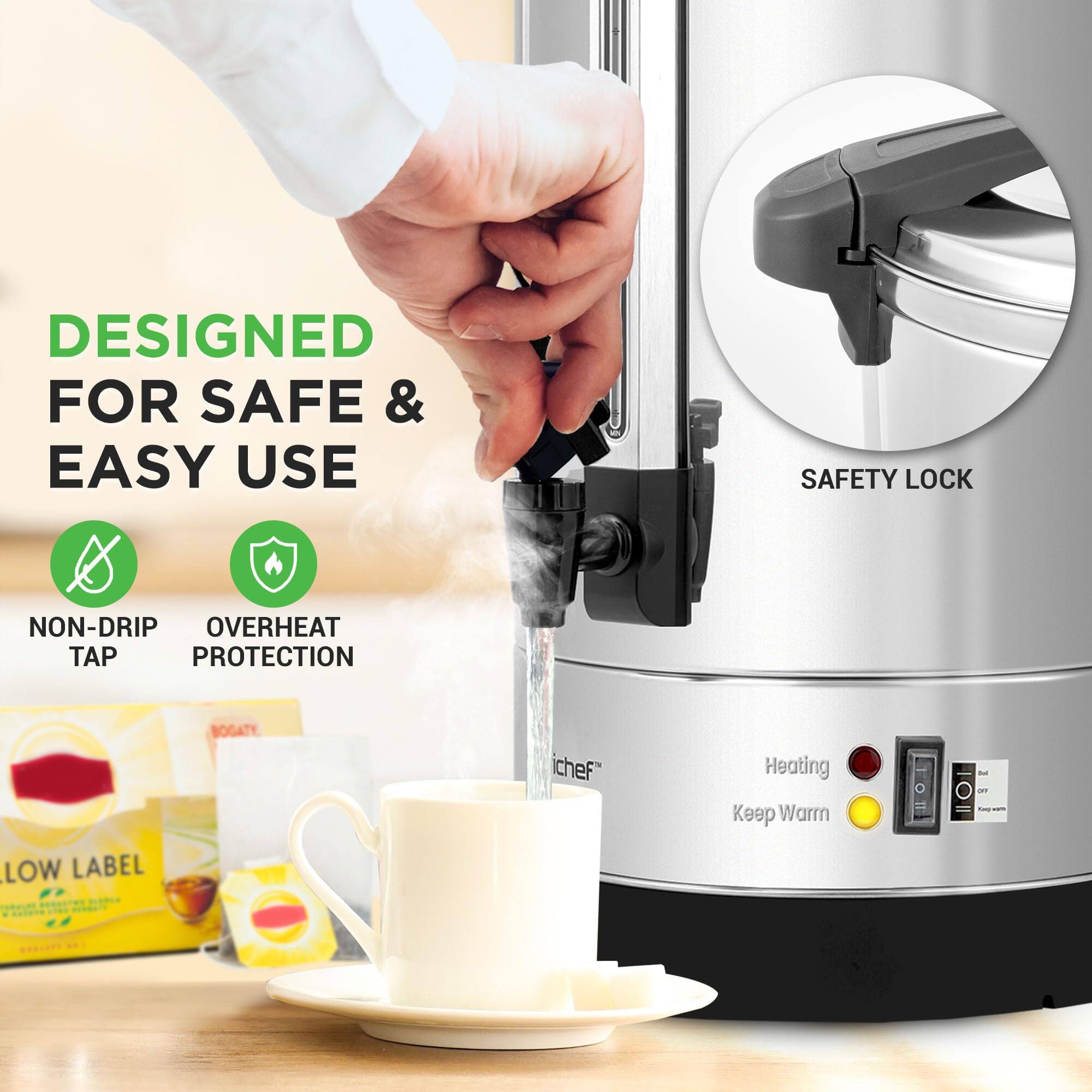 DESIGNED FOR SAFE & EASY USE  
SAFETY LOCK  
NON-DRIPTAP  
OVERHEAT PROTECTION  
LOW LABEL  
BOGATY  
ichef Heating Keep Warm - 5