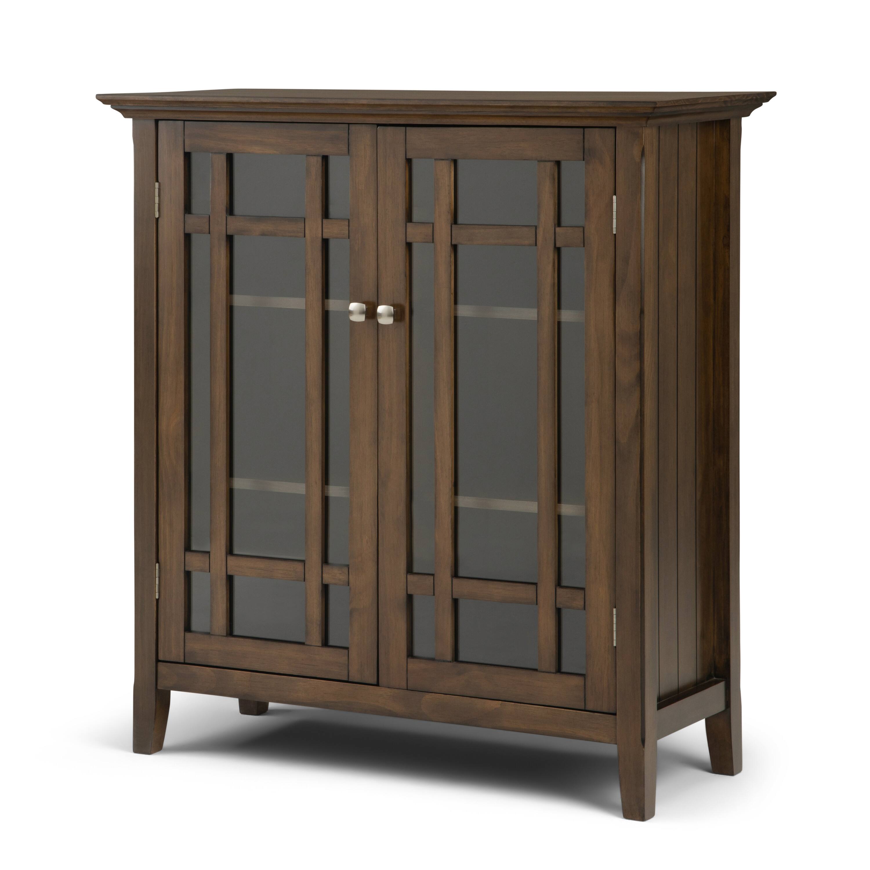 Angle. Simpli Home - Bedford Solid Wood 39 inch Wide Transitional Medium Storage Cabinet - Rustic Natural Aged Brown.
