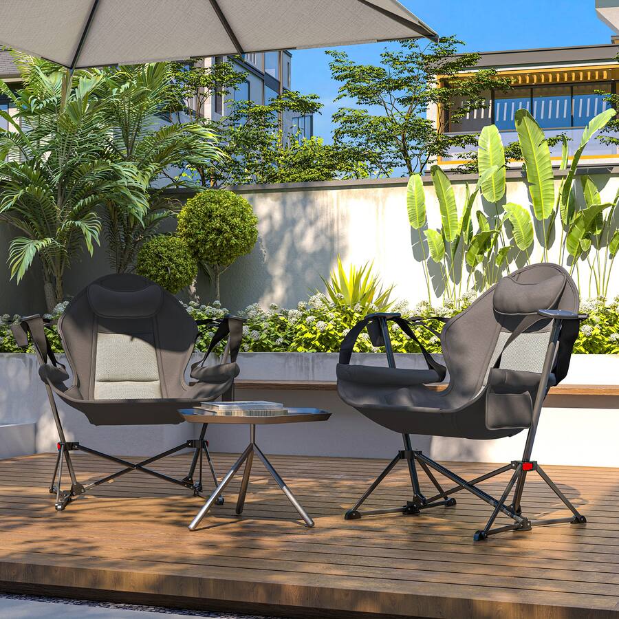 Outsunny Double Hammock Camping Chair, Adjustable Back Folding Rocking ...