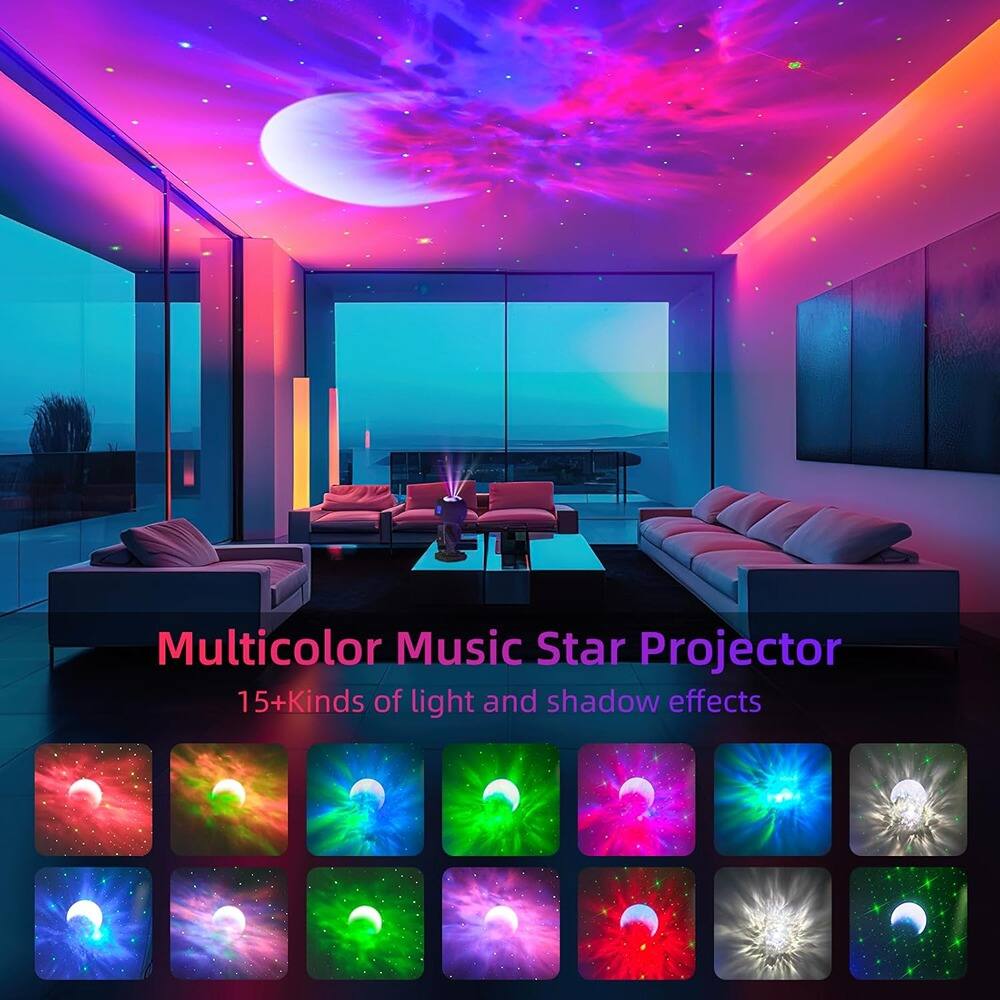 Multicolor Music Star Projector  
15+Kinds of light and shadow effects