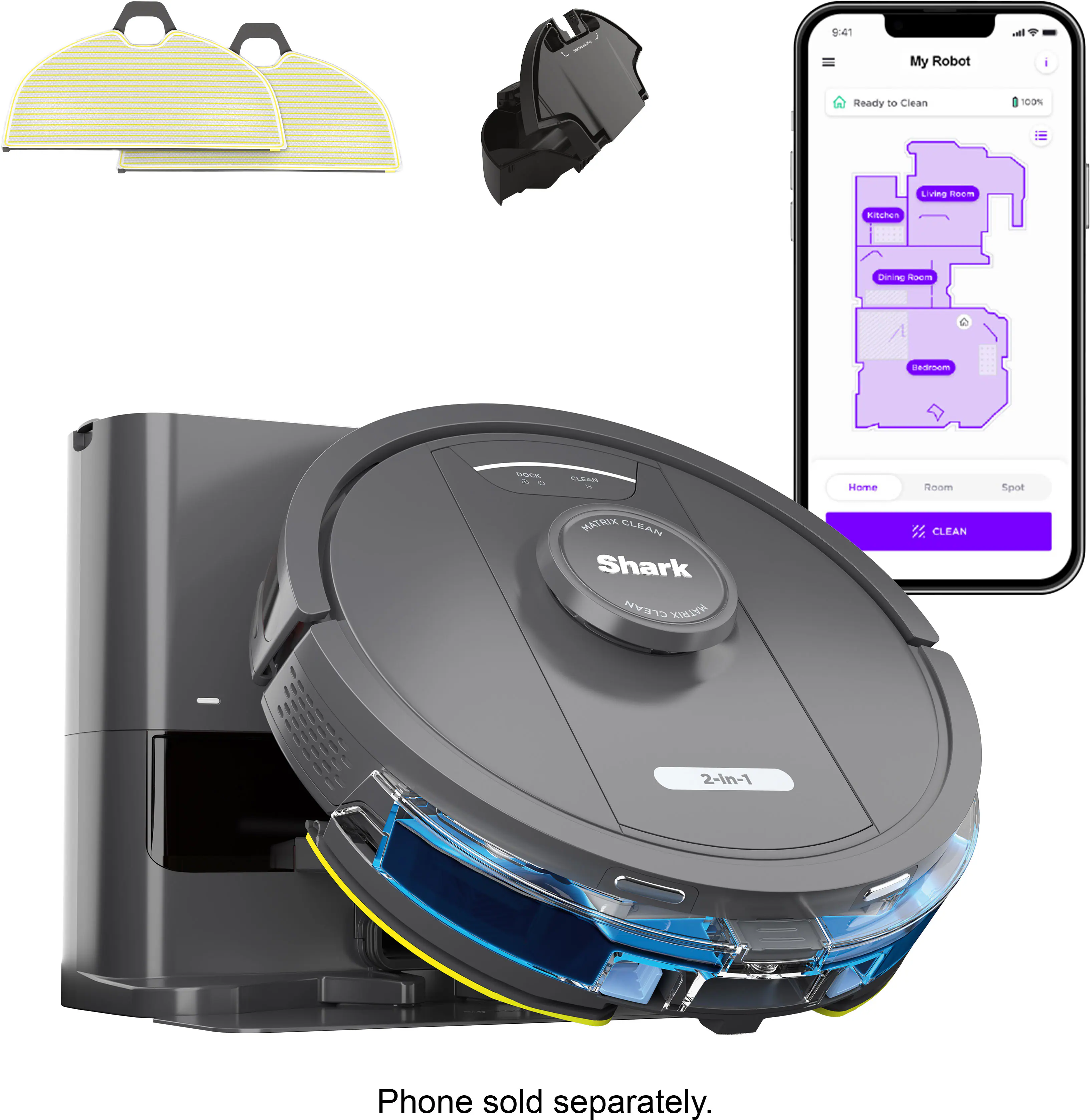 Shark - Matrix 2-in-1 Robot Vacuum & Mop with Self-Emptying Bagless 30 Day Capacity Base - Black