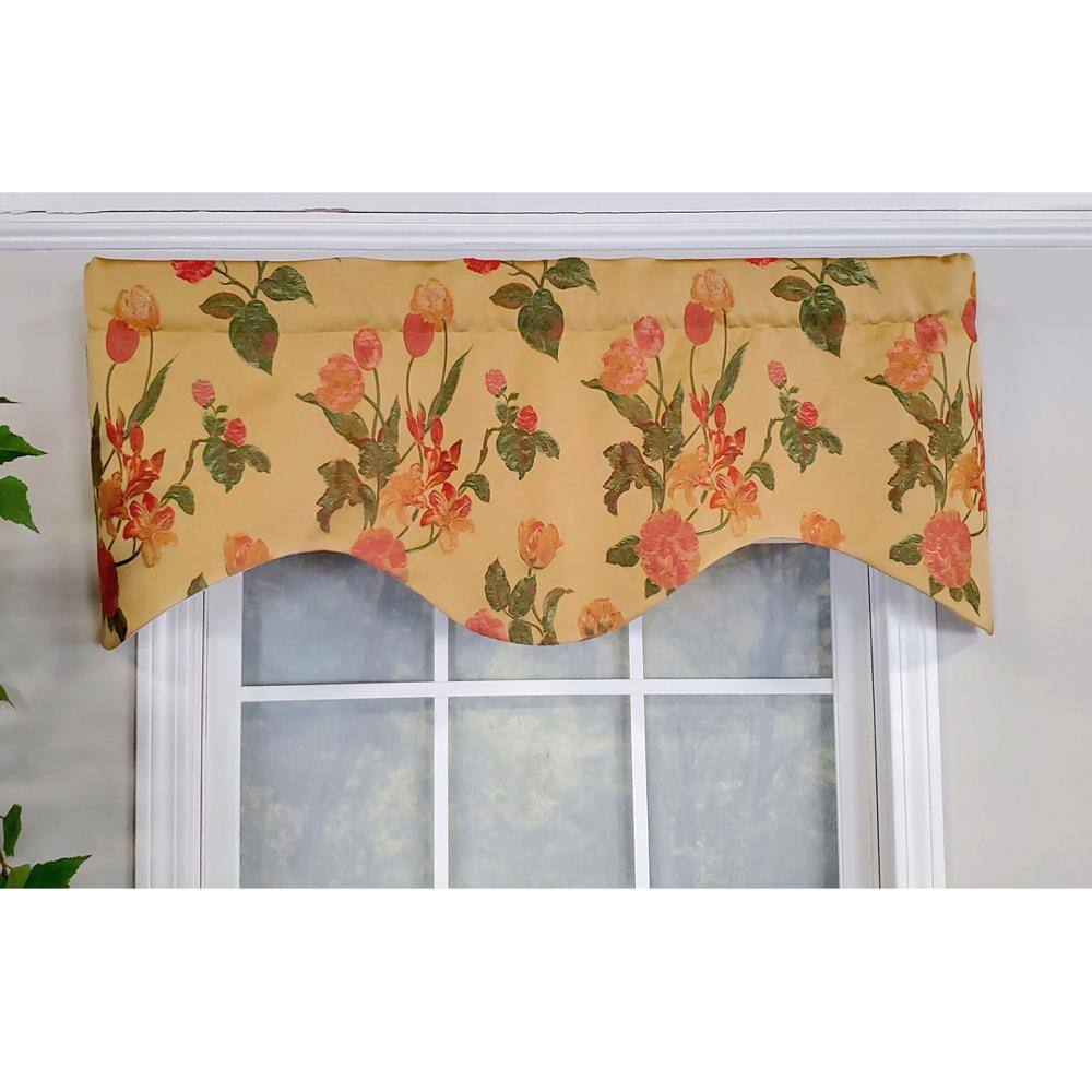 Angle. RLF Home - RLF Home Luxurious Modern Design Classic Garland Regal Style Window Valance 50" x 17" Gold - Gold.