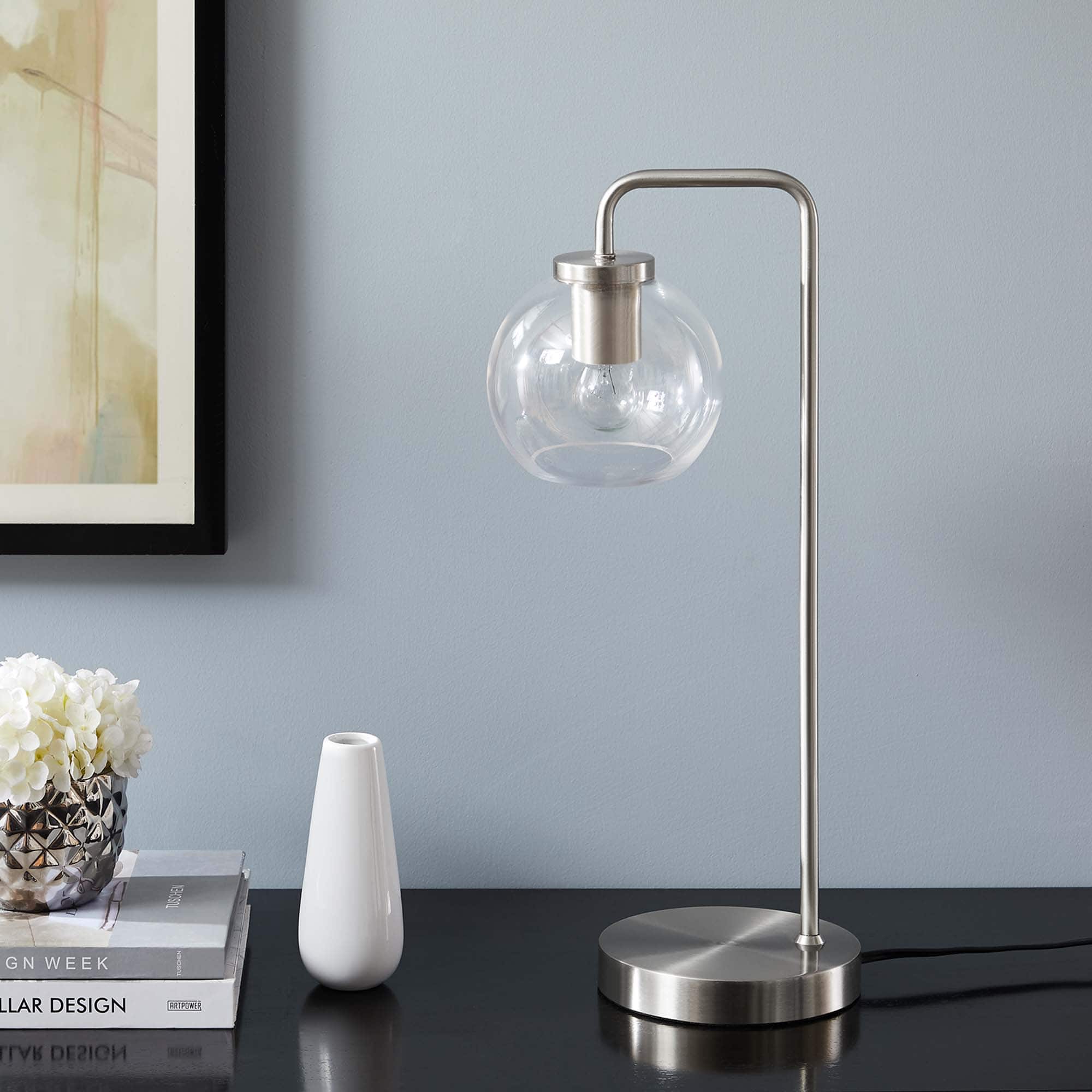 Silo Glass Globe Glass and Metal Table Lamp by Modway - Satin Nickel