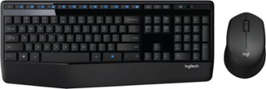 Logitech - MK345 Wireless Ergonomic Membrane Keyboard and Mouse Bundle for PC - Black/blue - Front_Zoom