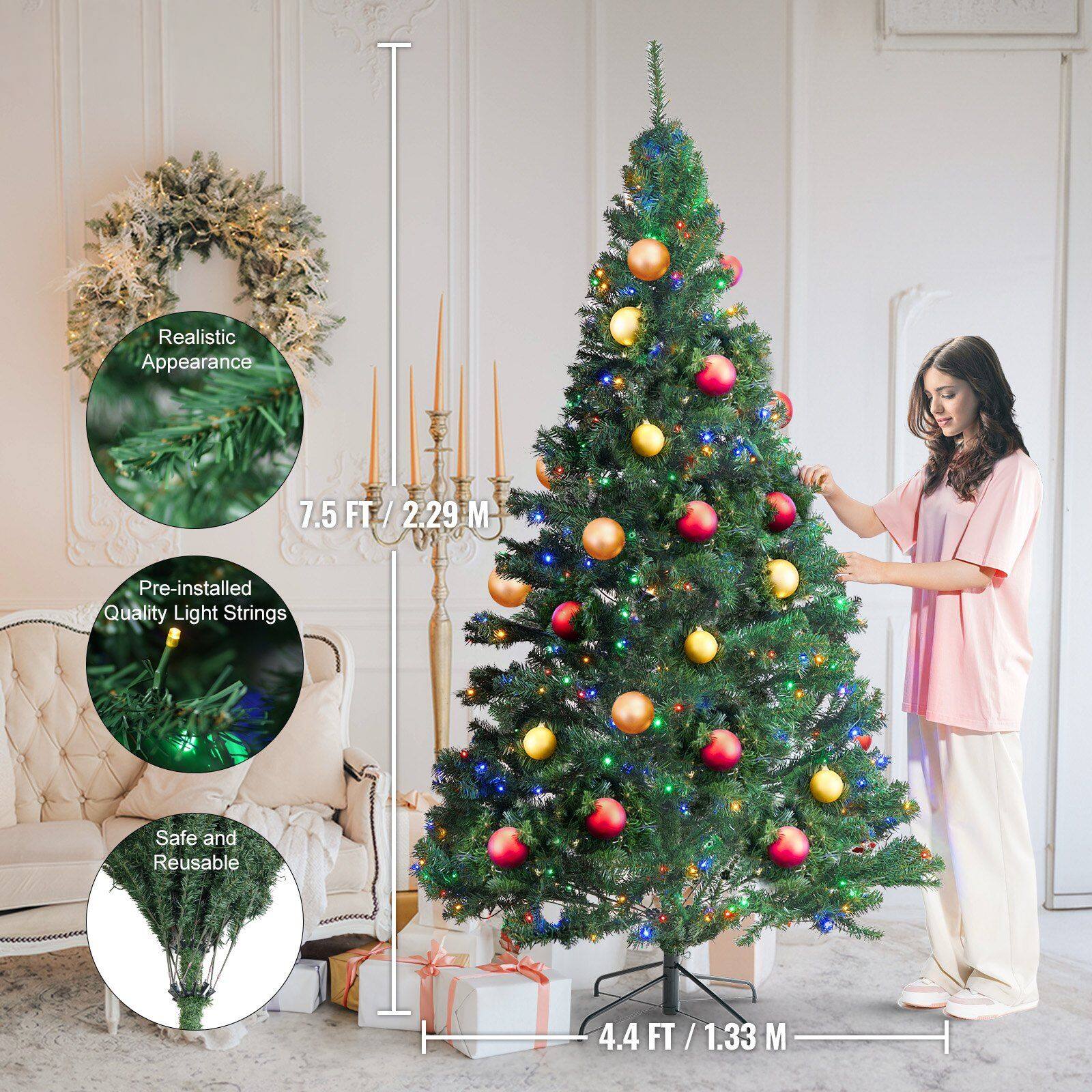 Realistic Appearance  
7.5 FT / 2.29 M  

Pre-installed Quality Light Strings  

Safe and Reusable  
4.4 FT / 1.33 M