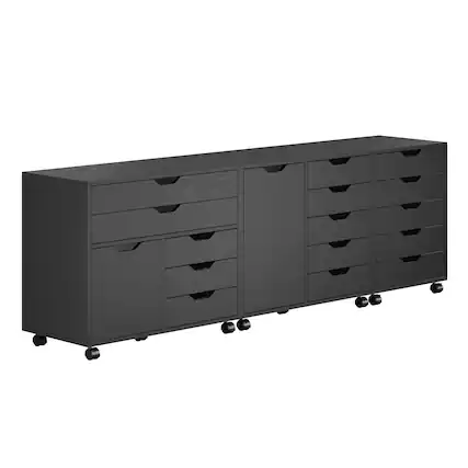 Front. Winsome Wood - Halifax 3-Pc Storage Cabinet Set - Black.