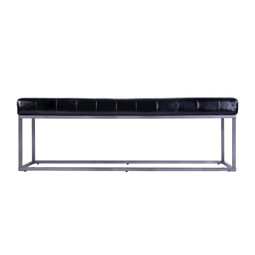 Left. Butler Specialty - Knox 54 in. W Leather and Iron Accent Bench - Black.