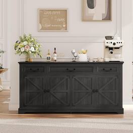 Vipbear - 65" Large Sideboard Buffet Cabinet, Kitchen Sideboard Cabinet Buffet with Storage 3 Drawers, Cabinet Storage - Black