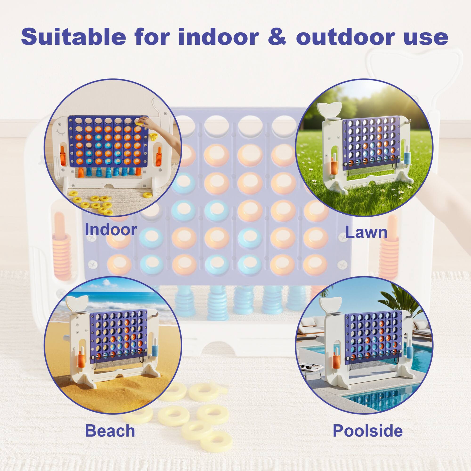 Suitable for indoor & outdoor use

- Indoor
- Lawn
- Beach
- Poolside