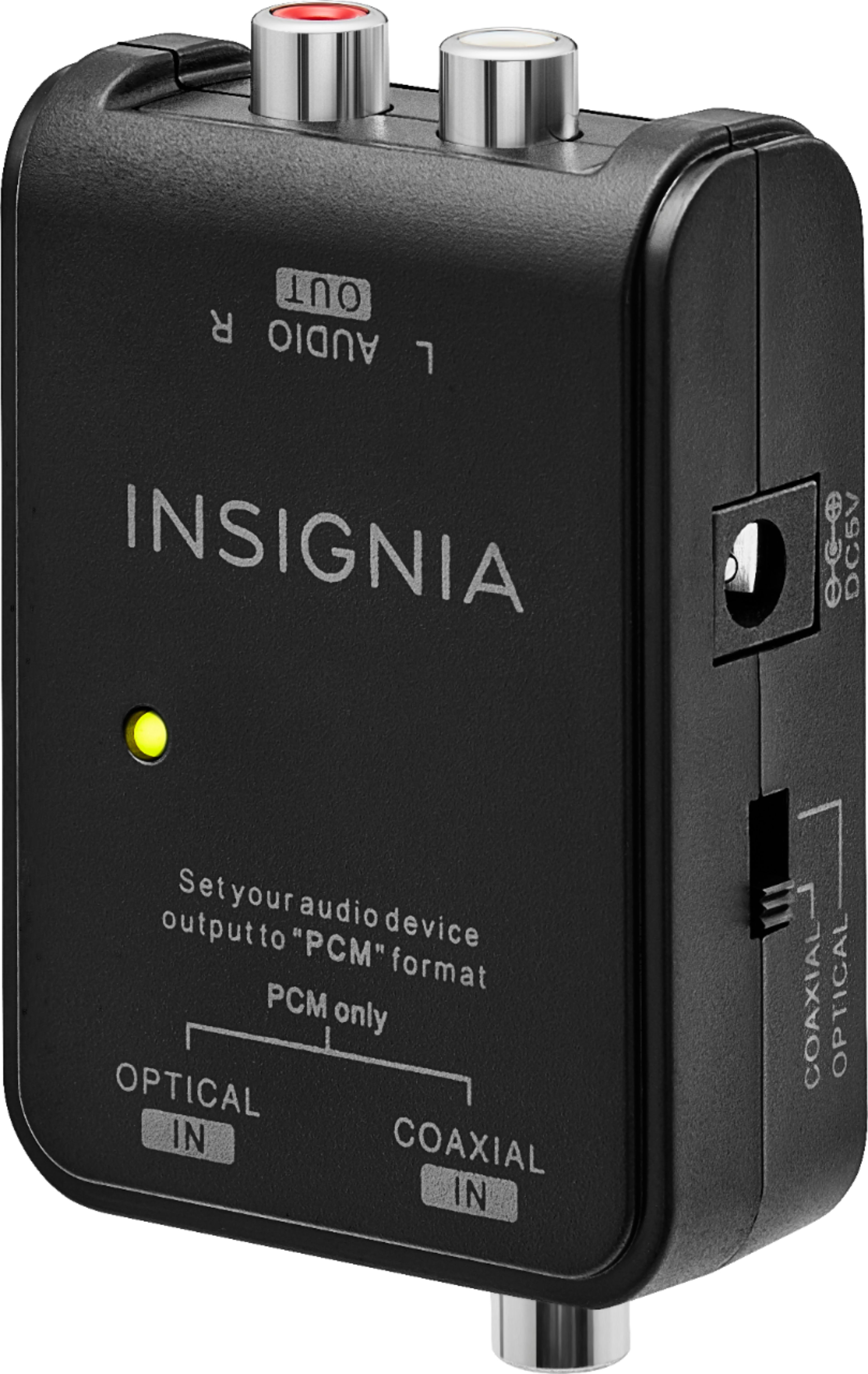 Left View: Insignia™ - Optical/Coaxial Digital-to-Analog Converter - Black
