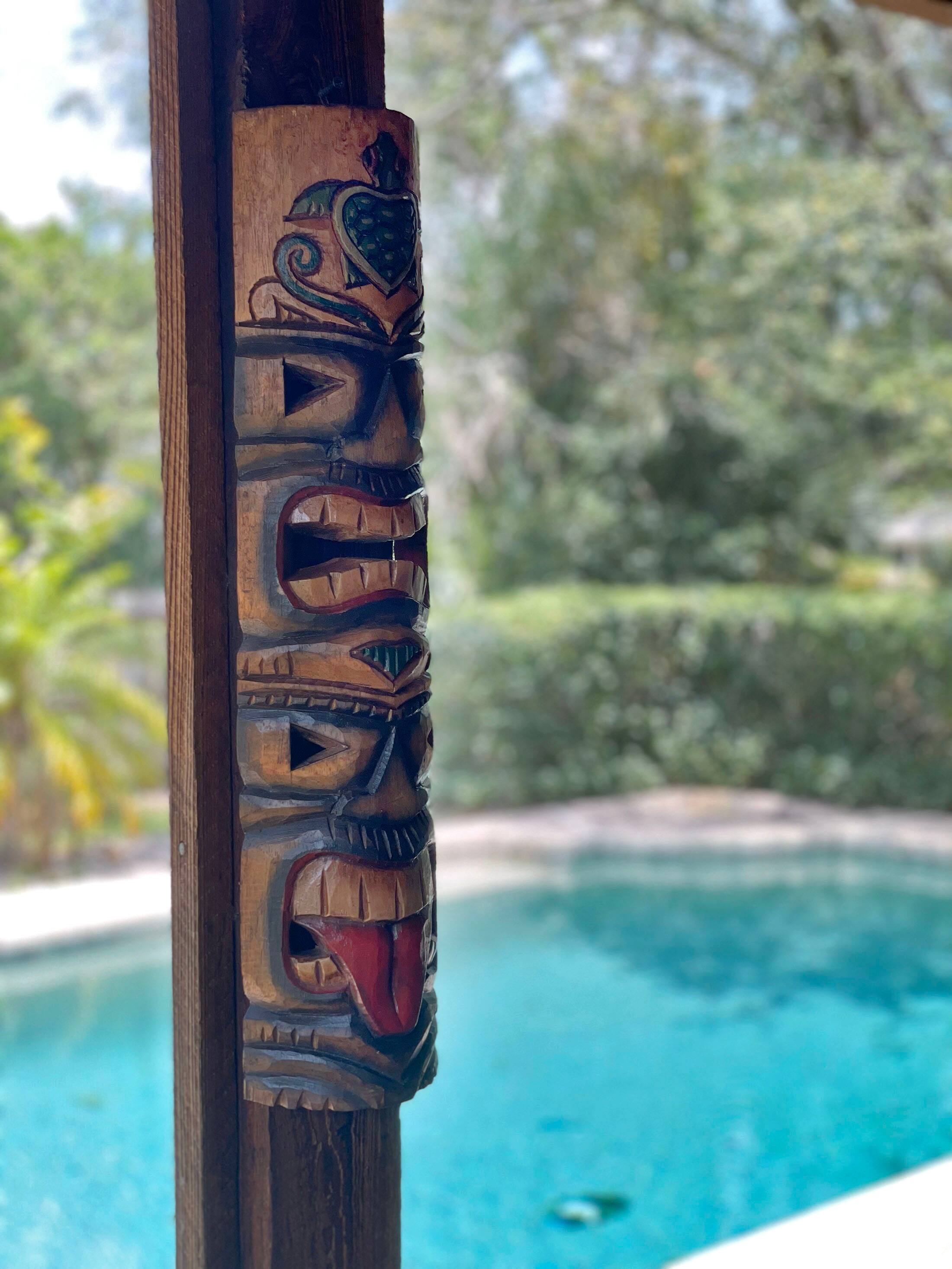 Alt View 5. Zeckos - Set of 5 Double Tiki Mask Totem Wall Decor Hand Carved Tribal Sculpture 24 Inch - Multicolored.