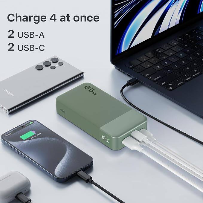 Charge 4 at once  
2 USB-A  
2 USB-C  
SAMSUNG 65w  

1 14h  
2 so u 8 L 5 9 1785 5 2 - 1 4 5 e R 3 W 7 2 D HA C Q S X A Z command I capslock ^ option SMM at control  

Charging  
86% power Current  
1007