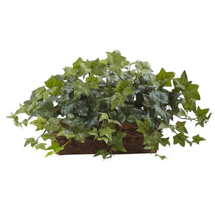 Front. BreeBe - 12.5" Puff Ivy w/Ledge Basket - Green.