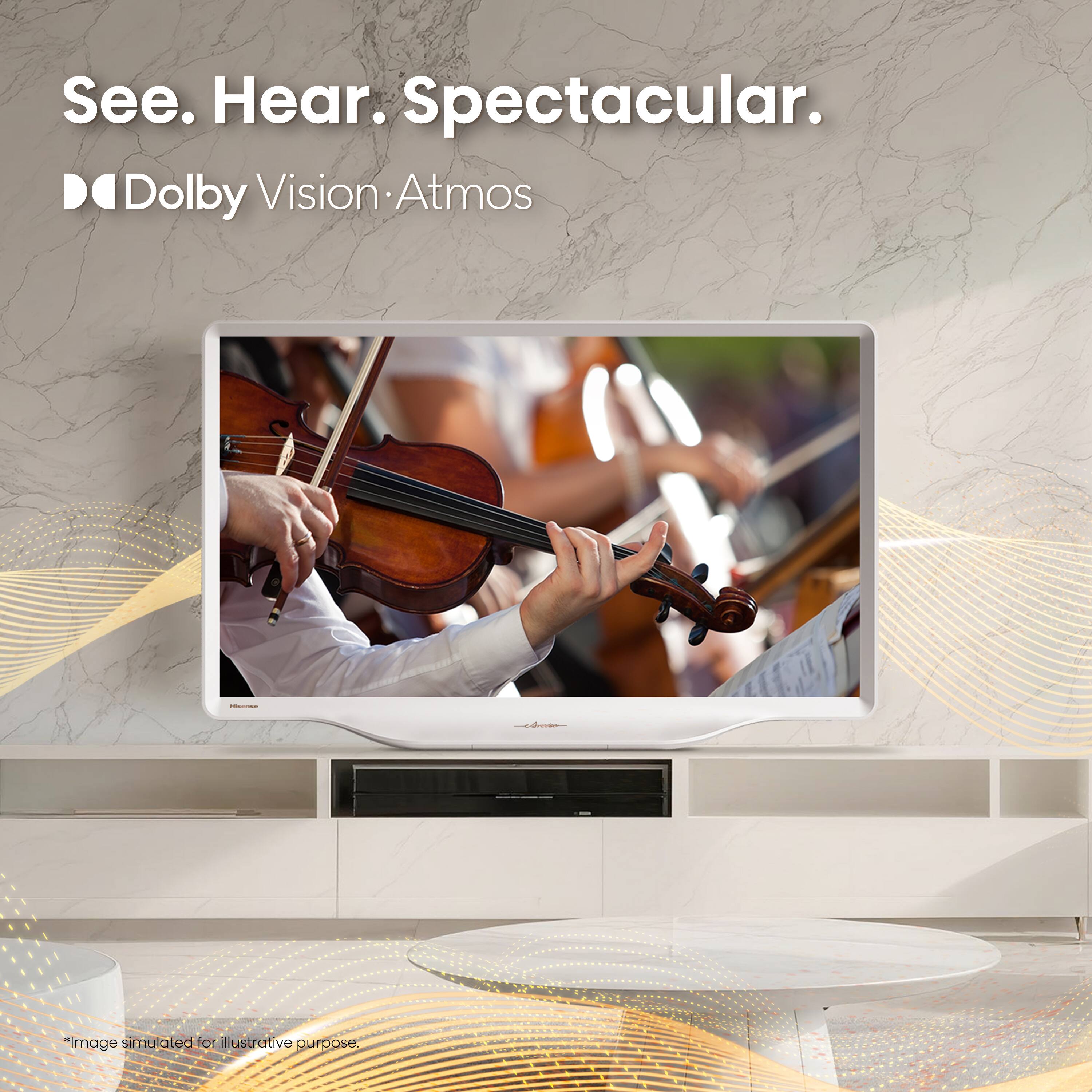 See. Hear. Spectacular.  
Dolby Vision • Atmos  
*Image simulated for illustrative purpose.