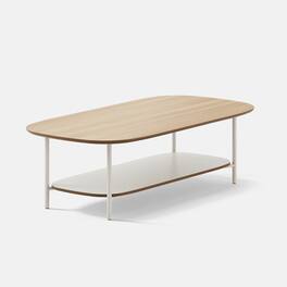 Branch - Large Nesting Coffee Table – Two-Tier Modular Table, Holds 50 lbs, Steel Base, Contract-Grade - Woodgrain / Tofu