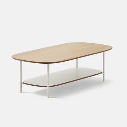 Front. Branch - Branch Large Nesting Coffee Table – Two-Tier Modular Table, Holds 50 lbs, Steel Base, Contract-Grade - Woodgrain / Tofu.