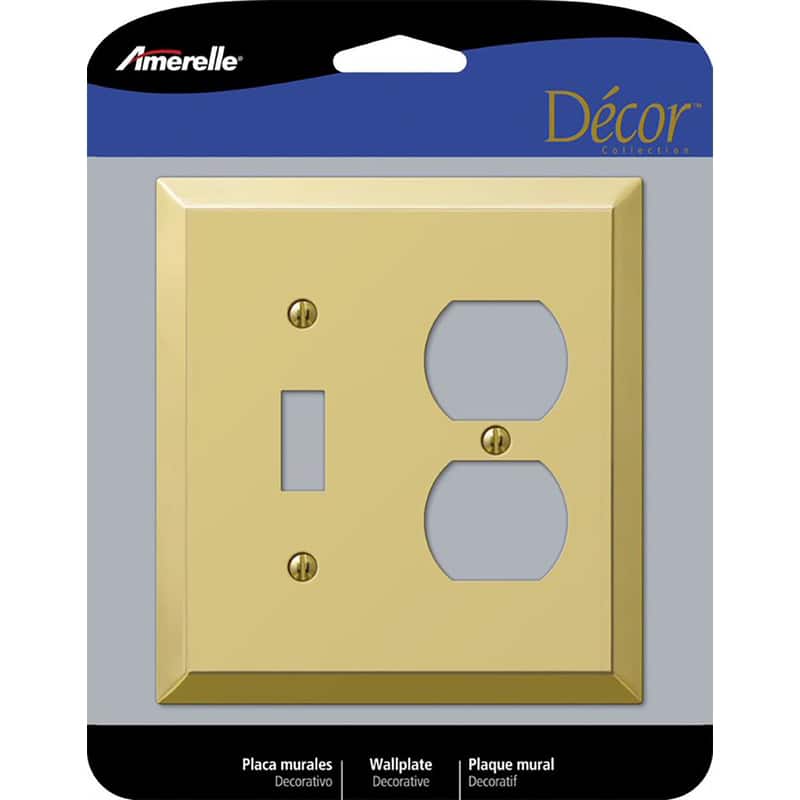 AMERELLE - Century Polished 2 gang Stamped Steel Duplex/Toggle Wall Plate 1 pk - Brass