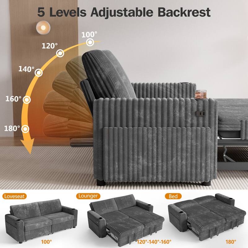 5 Levels Adjustable Backrest

120° 100° 140° 160° 180°

Loveseat Lounger Bed

100° 120-140-160 180°