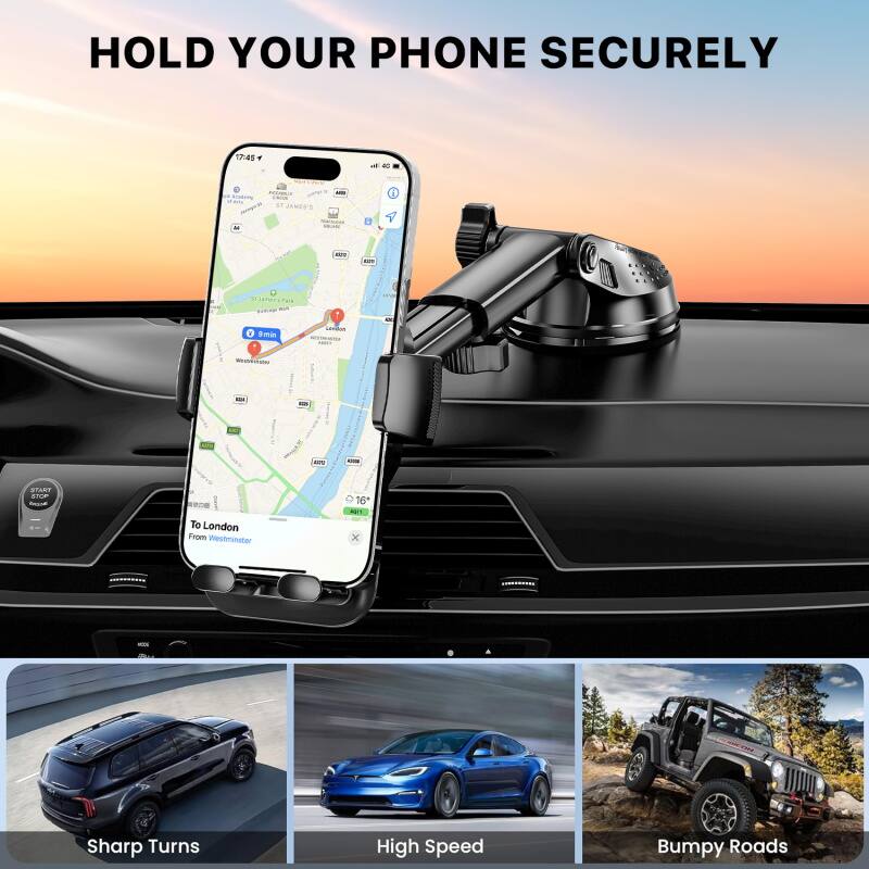 HOLD YOUR PHONE SECURELY

17:46 - botrn CO 1T JAMEN'S 1 a - - SJaens Pus HE a 0 im  eddan mEadn - - SANT STP   16 To London From Westminster x - Sharp Turns High Speed Bumpy Roads