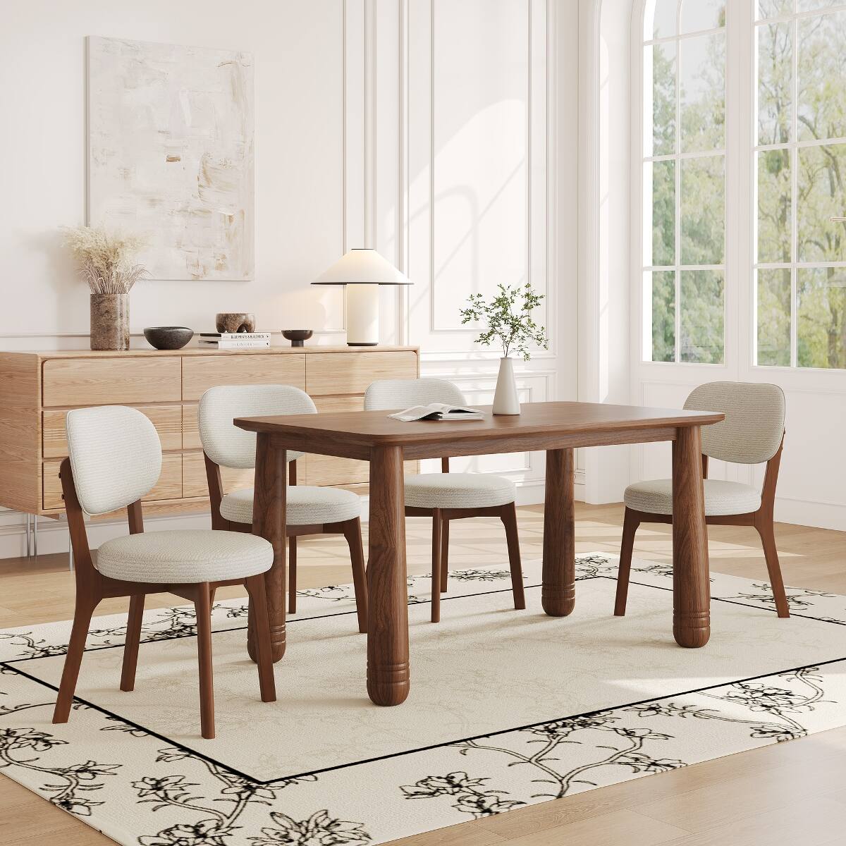 Loheer 63 inch solid wood dining table, finish, rectangular kitchen ...