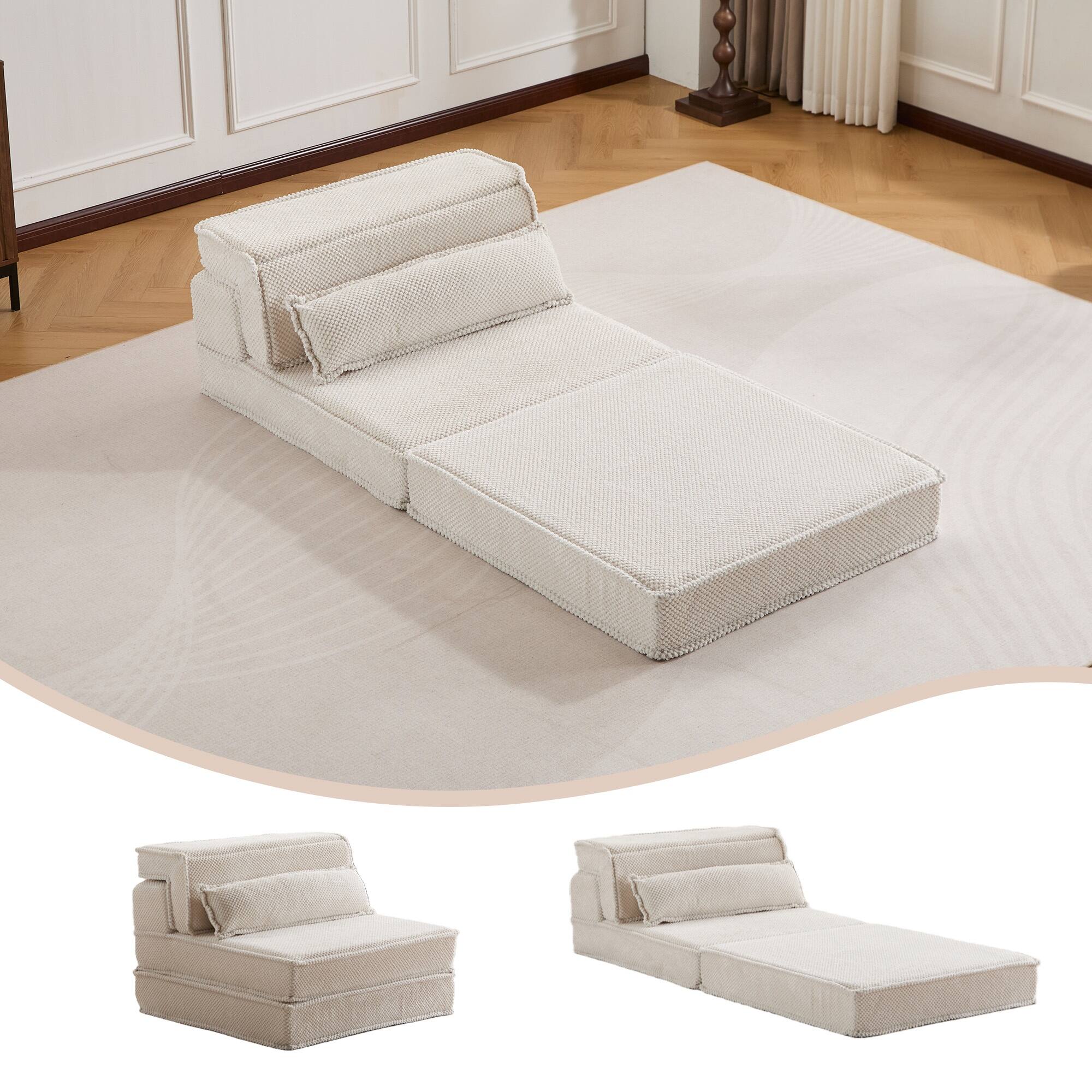 Alt View 4. Boyel Living - Convertible Foam Floor Lounge Chair with Pillow - White.