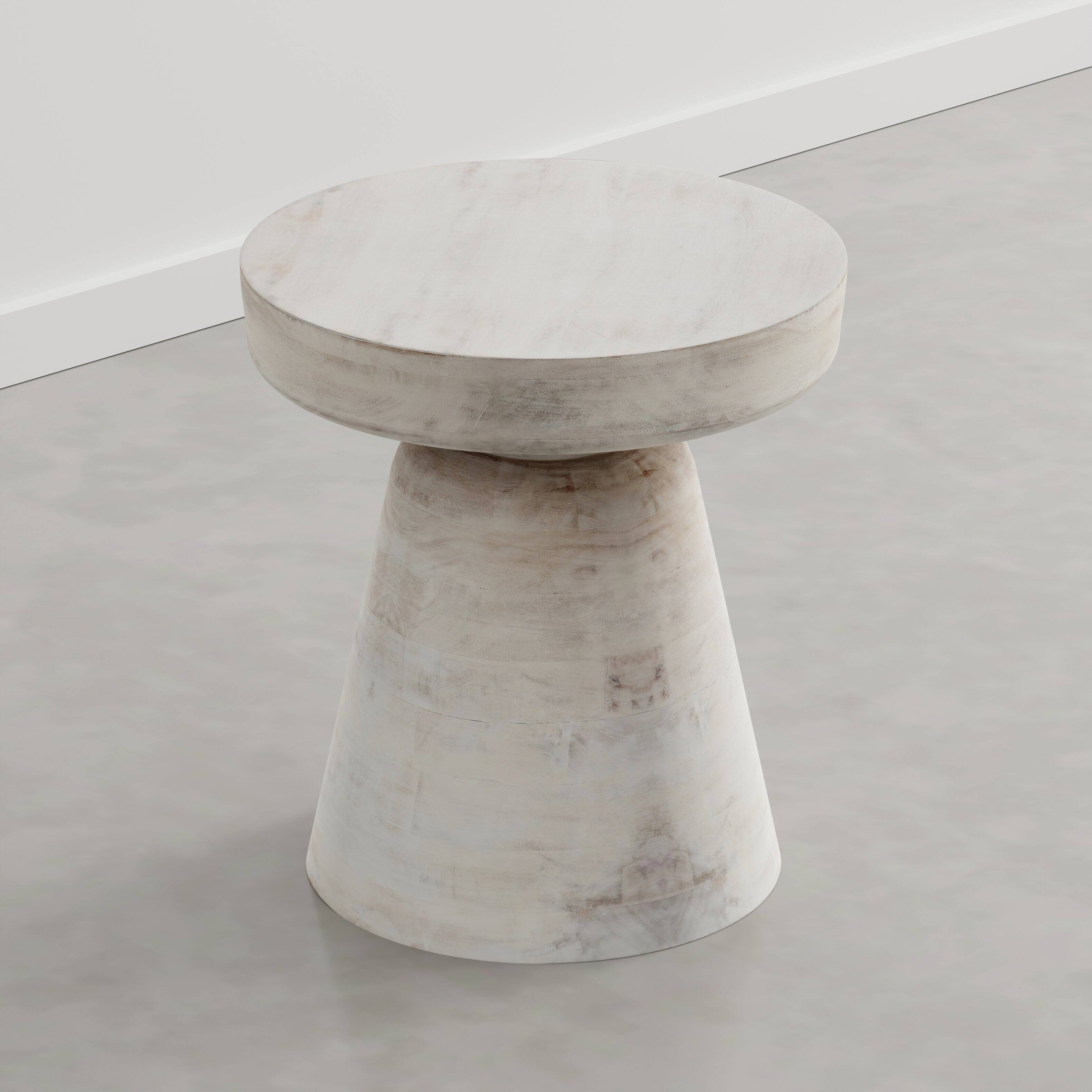 Alt View 3. Simpli Home - Robbie 16 inch Wide Solid Mango Wood Accent Table, Distressed Aged White - Aged White.