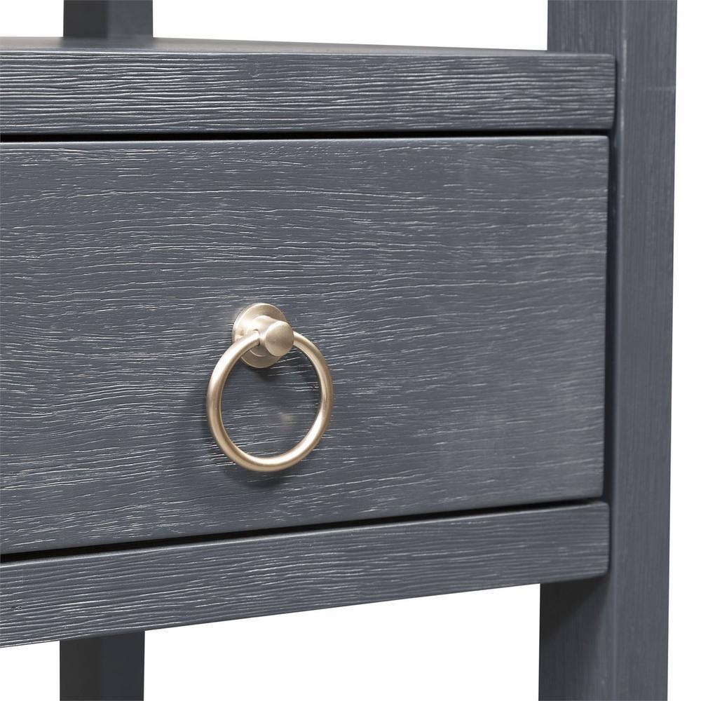 Angle. Liberty Furniture Industries - East End Accent Bookcase in Wirebrushed Denim - Blue.