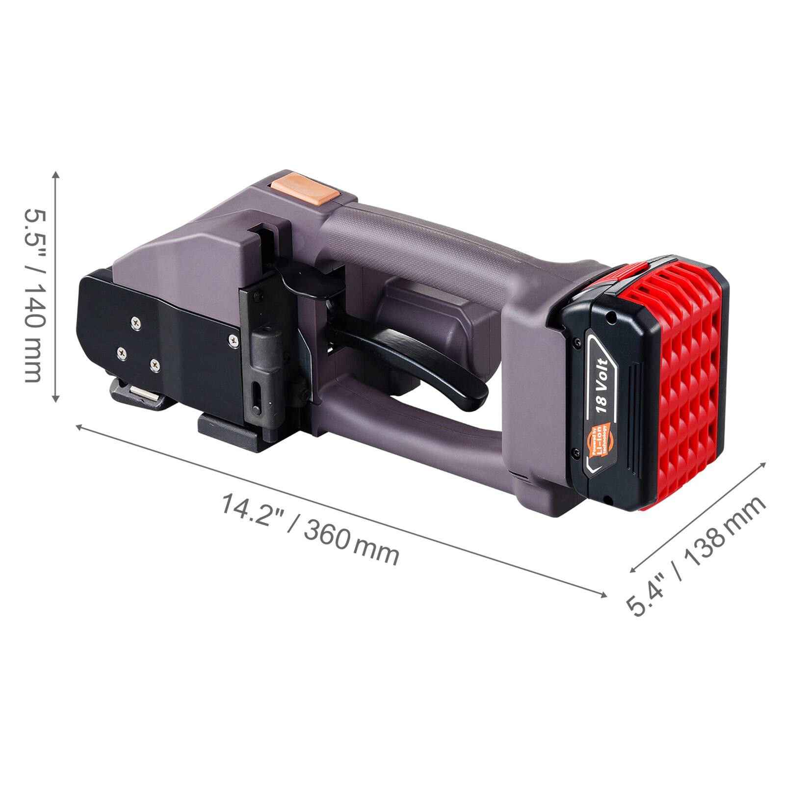 5.5" / 140 mm  
14.2" / 360 mm  
5.4" / 138 mm  
18 Volt