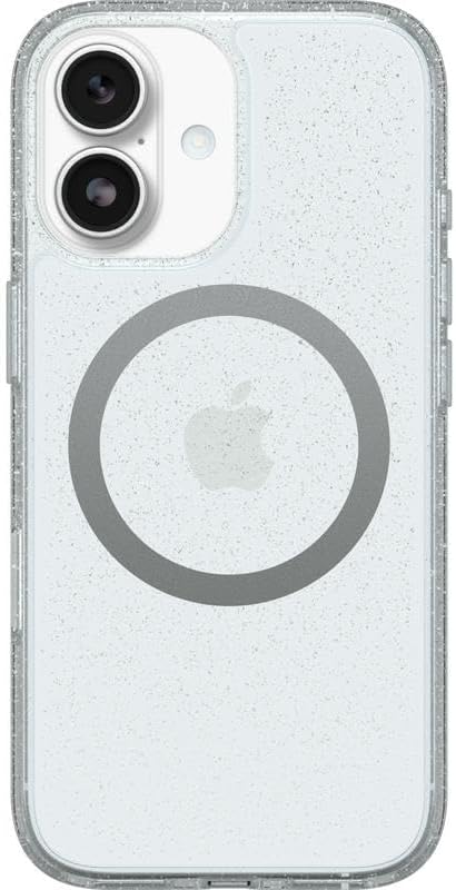 Left. OtterBox - OtterBox iPhone 17 (Only) Bundle: Symmetry Series+ Case & Screen Protector - Snaps to MagSafe - Ultra-Sleek - Stardust (Clear/Glitter).