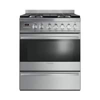 Fisher & Paykel - 3.6 Cu. Ft. Self-Cleaning Freestanding Dual Fuel Convection Range - Brushed stainless steel/black glass - Front_Zoom