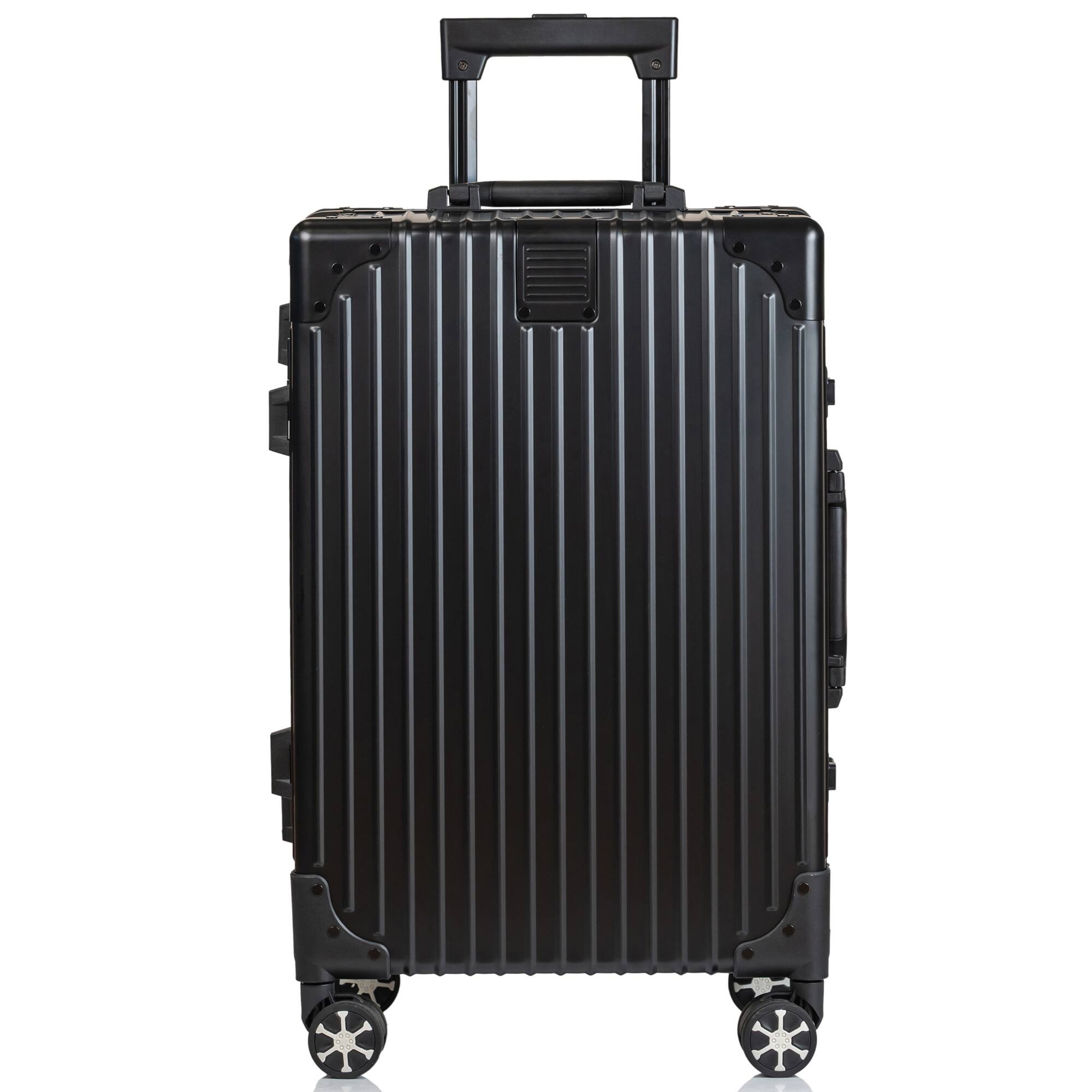 Champs - Elite Aluminum Collection Carry-on Luggage Case - Black