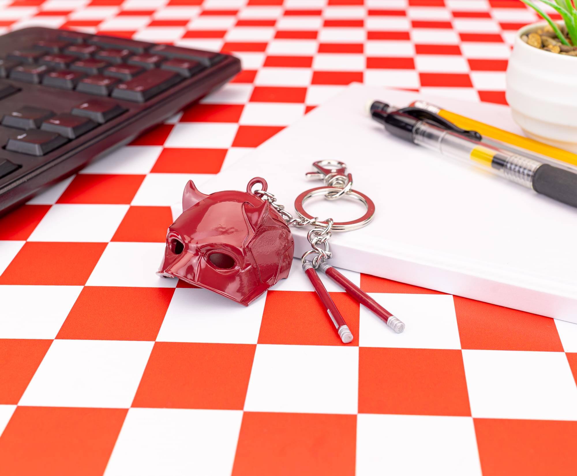 Alt View 3. Marvel - Marvel Daredevil: Born Again Mask and Billy Clubs 3D Enamel Keychain - Multi-Colored.