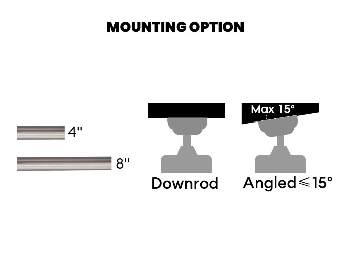 MOUNTING OPTION

4" Downrod

8" Downrod

Max 15° Angled ≤ 15°