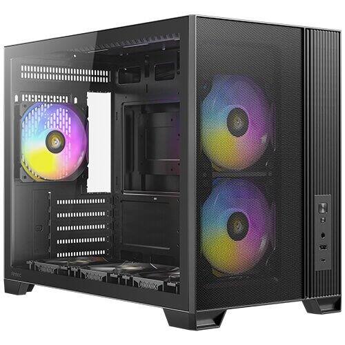 Back. Antec - FLUX M 3mm Tempered Glass Side Panel Micro-ATX Case, 6 x 120 Fans Included - Black.