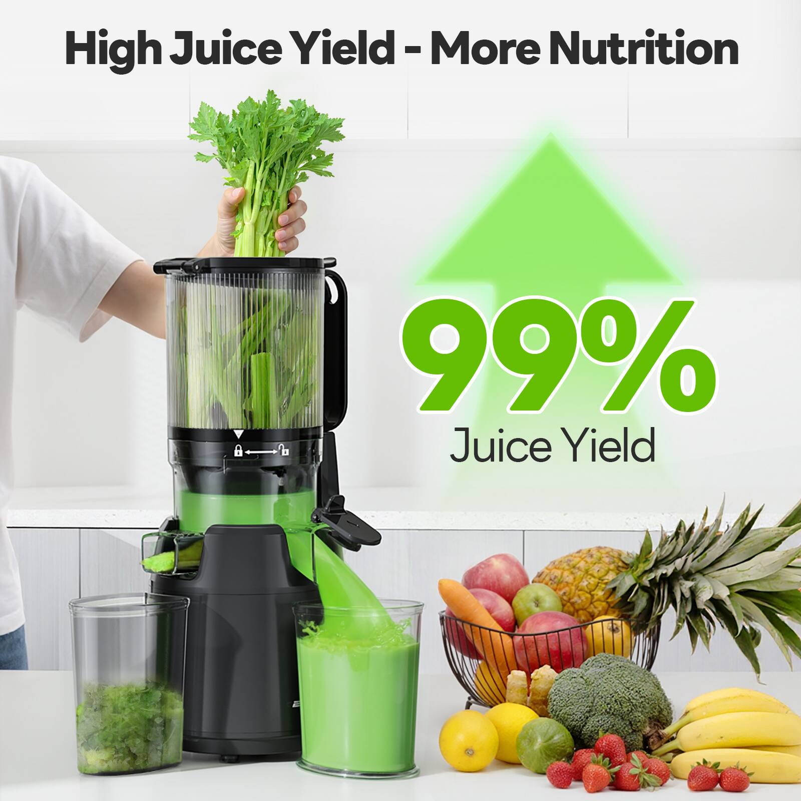High Juice Yield - More Nutrition

99% Juice Yield