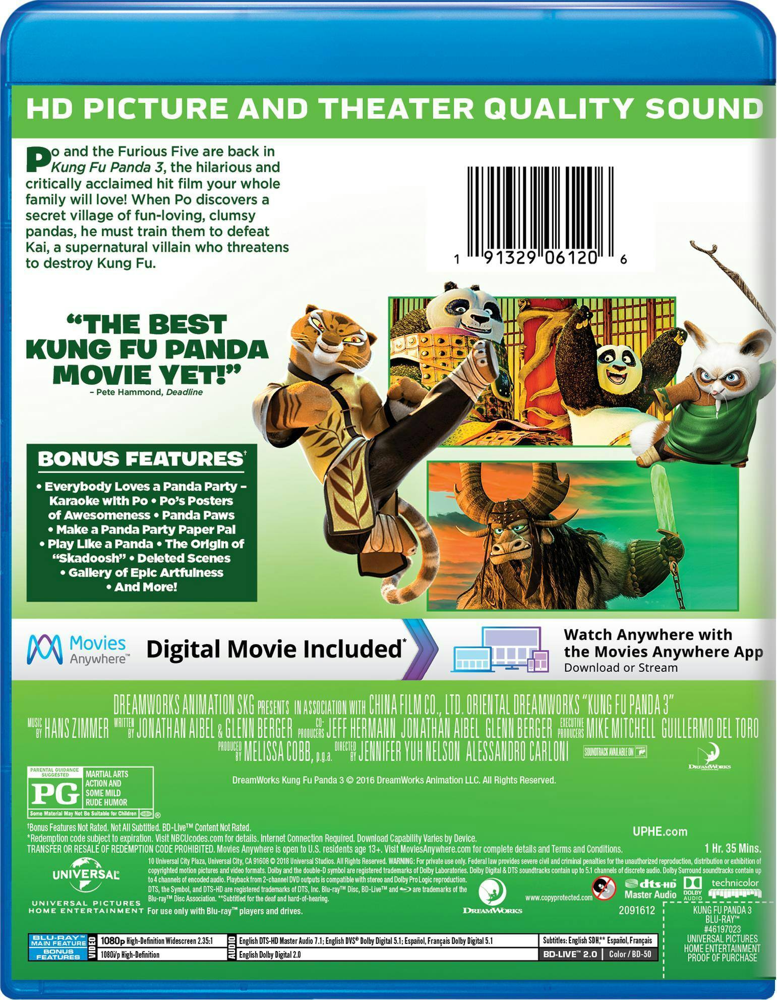 Back. Kung Fu Panda 3 (Blu-ray New Box Art) [Blu-ray].